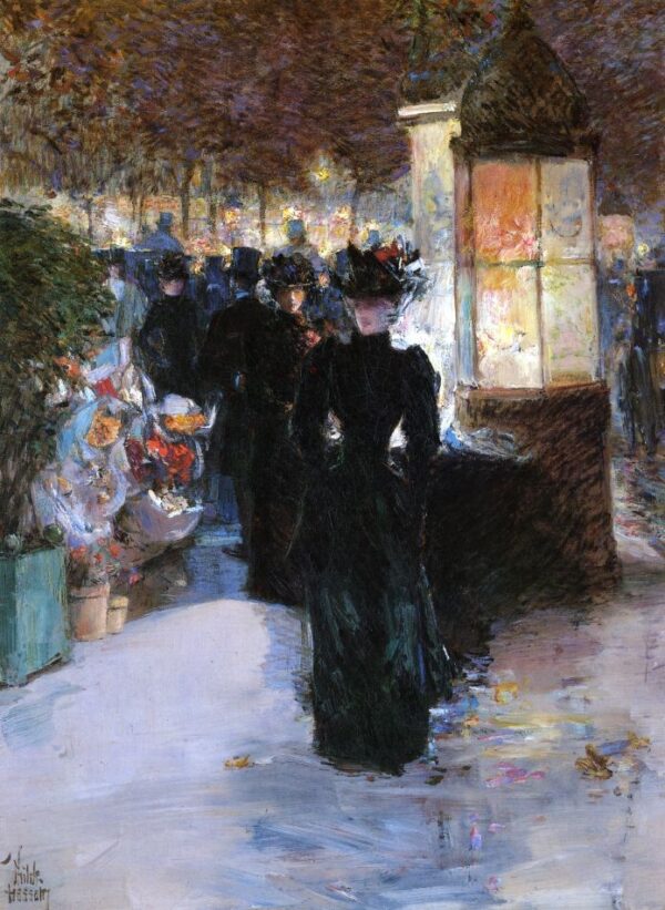 Paris Nocturne by Frederick Childe Hassam, hand-painted oil painting reproduction
