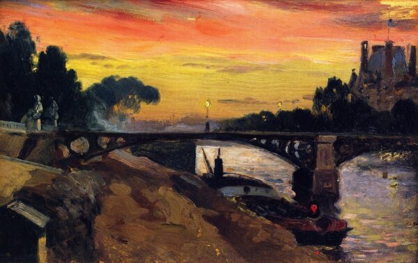 Paris View of the Seine Night by Mathias J Alten, hand-painted oil painting reproduction