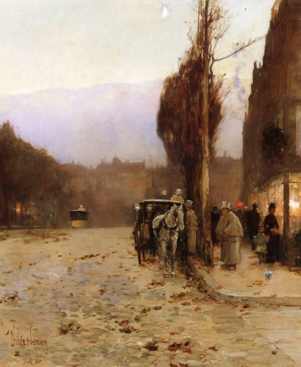 Paris at Twilight by Frederick Childe Hassam, hand-painted oil painting reproduction