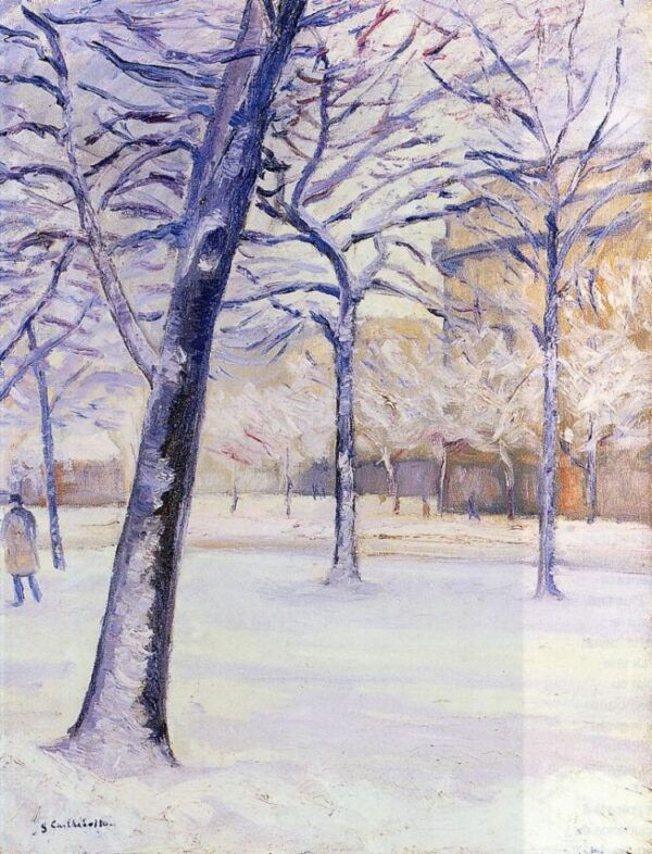 Park in the Snow, Paris by Gustave Caillebotte, hand-painted oil painting reproduction