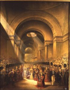 The Arrival of Her Most Gracious Majesty Queen Victoria at the House of Lords to Open Her First Parliament by George Baxter, hand-painted oil painting reproduction