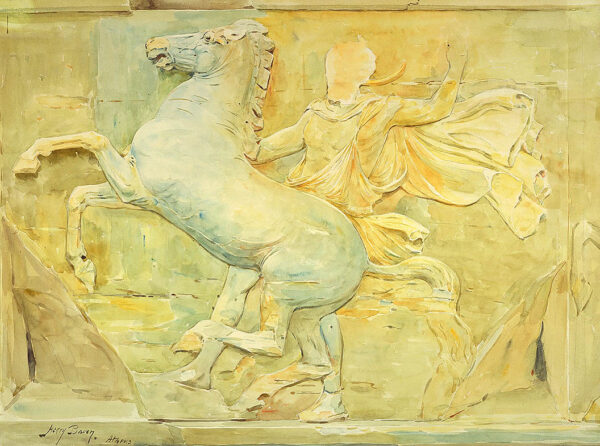 Central Metope of the Frieze of Phidias, Parthenon by Henry Bacon, hand-painted oil painting reproduction