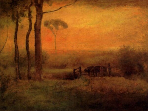 Pastoral Landscape at Sunset by George Inness, hand-painted oil painting reproduction