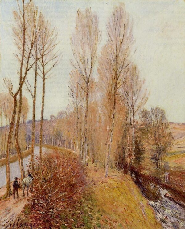 Path along the Loing Canal by Alfred Sisley, hand-painted oil painting reproduction