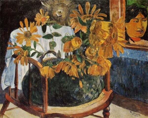 Sunflowers on an Armchair by Paul Gauguin, hand-painted oil painting reproduction