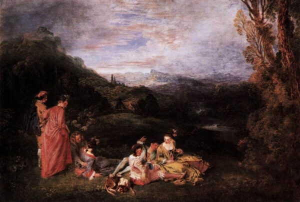 Peaceful Love by Antoine Watteau, hand-painted oil painting reproduction