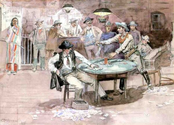 Peaceful Valley Saloon by Charles Marion Russell, hand-painted oil painting reproduction