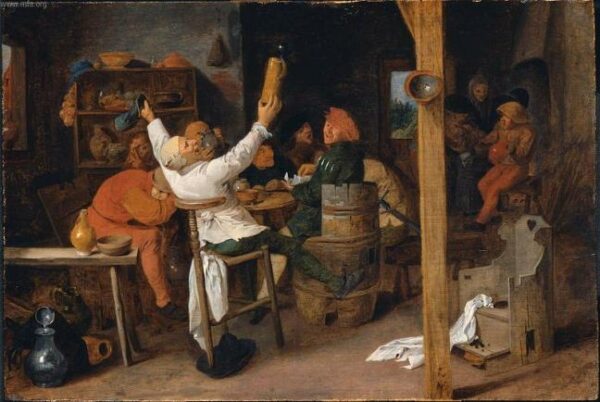 Peasants Carousing in a Tavern by Adriaen Brouwer, hand-painted oil painting reproduction