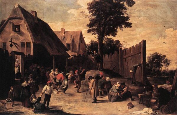 Peasants Dancing outside an Inn by David Teniers the Younger, hand-painted oil painting reproduction