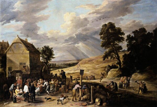 Peasants Dancing outside an Inn II by David Teniers the Younger, hand-painted oil painting reproduction