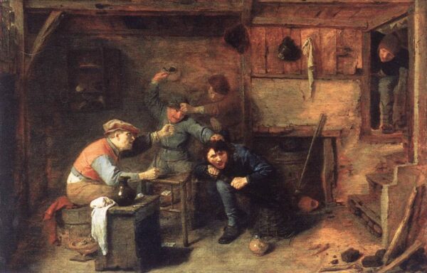 Peasants Fighting by Adriaen Brouwer, hand-painted oil painting reproduction