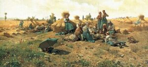 Peasants Lunching in a Field by Daniel Ridgway Knight, hand-painted oil painting reproduction