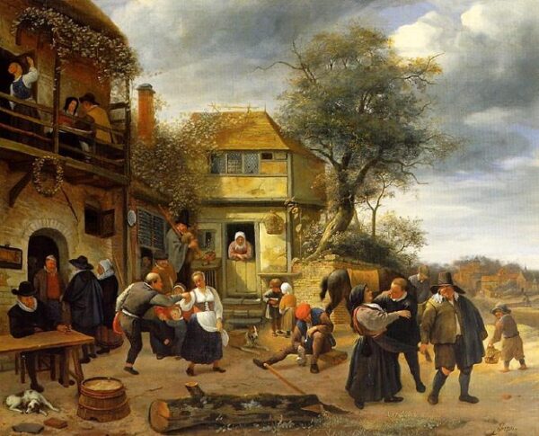 Peasants Outside An Inn by Jan Steen, hand-painted oil painting reproduction