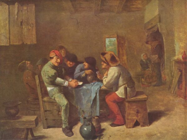 Peasants Playing Cards by Adriaen Brouwer, hand-painted oil painting reproduction