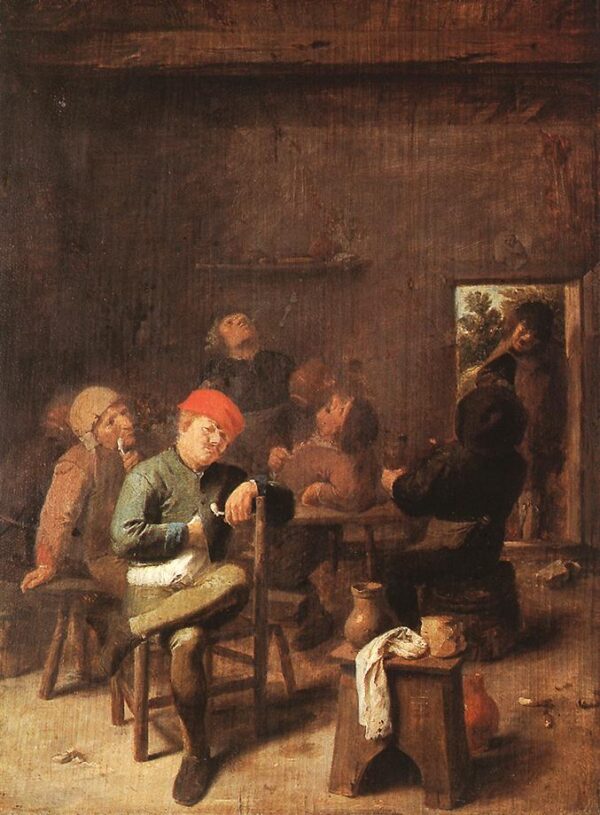 Peasants Smoking and Drinking by Adriaen Brouwer, hand-painted oil painting reproduction