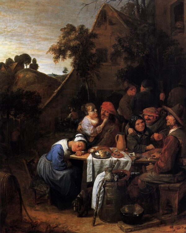 Peasants in front of a Village Inn by Joos van Craesbeek, hand-painted oil painting reproduction