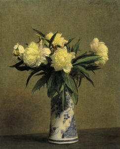 Peonies in a Blue and White Vase by Henri Fantin-Latour, hand-painted oil painting reproduction
