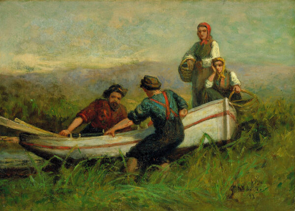 People Near Boat by Edward Mitchell Bannister, hand-painted oil painting reproduction