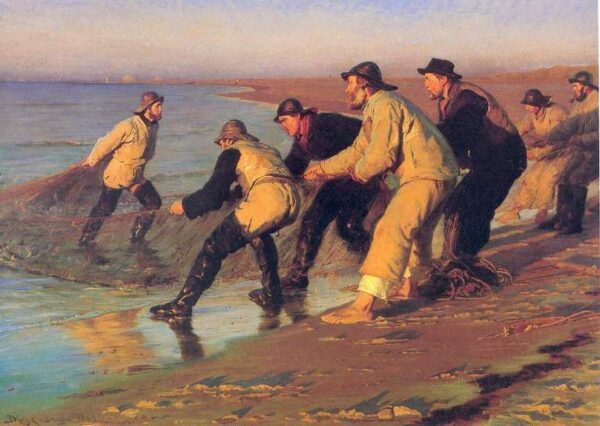 Pescadores en la playa by Peder Severin Krøyer, hand-painted oil painting reproduction