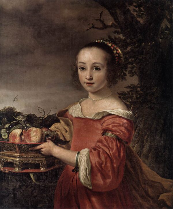 Petronella Elias with a Basket of Fruit by Ferdinand Bol, hand-painted oil painting reproduction