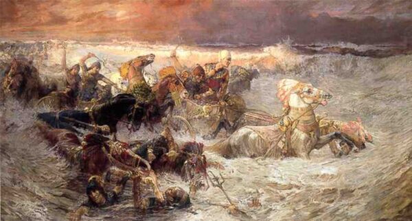 Pharoah and His Army Engulfed by The Red Sea by Frederick Arthur Bridgman, hand-painted oil painting reproduction