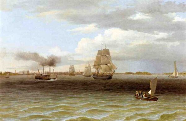 Philadelphia Harbor by Thomas Birch, hand-painted oil painting reproduction