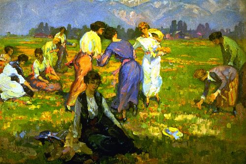 Picking Poppies Pasadena by Franz Bischoff, hand-painted oil reproduction