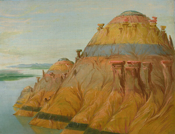 Picturesque Clay Bluff, 1700 Miles above St. Louis by George Catlin, hand-painted oil painting reproduction