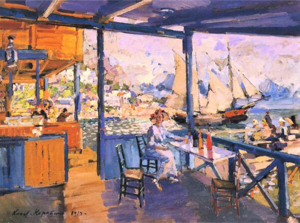 Pier in Gurzuf by Konstantin Korovin, hand-painted oil painting reproduction