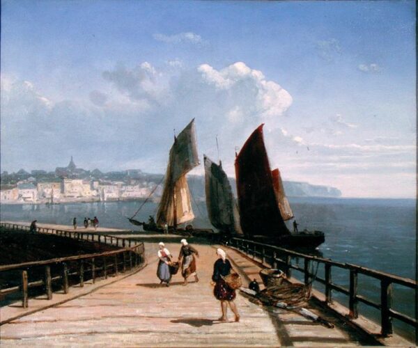 Pier with Fishing Boats by Joséphine Bowes, hand-painted oil painting reproduction