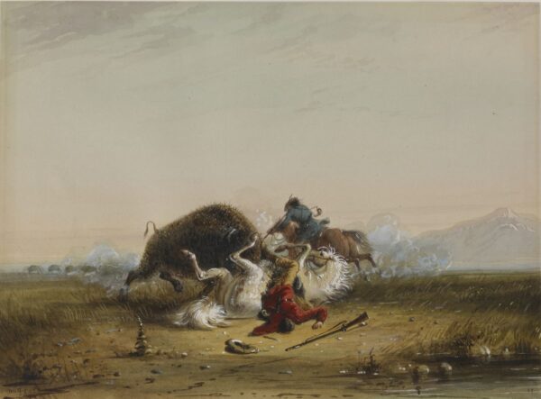 Pierre and the Buffalo by Alfred Jacob Miller, hand-painted oil painting reproduction