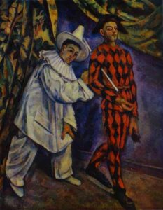 Pierrot and Harlequin by Paul Cézanne, hand-painted oil painting reproduction