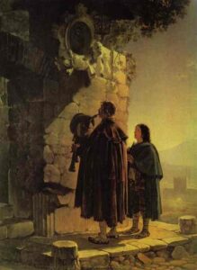 Pifferary in front of Madonna by Karl Briullov, hand-painted oil painting reproduction