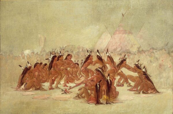 Pipe Dance, Assiniboine by George Catlin, hand-painted oil painting reproduction