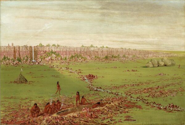 Pipestone Quarry on the Coteau des Prairies by George Catlin, hand-painted oil painting reproduction