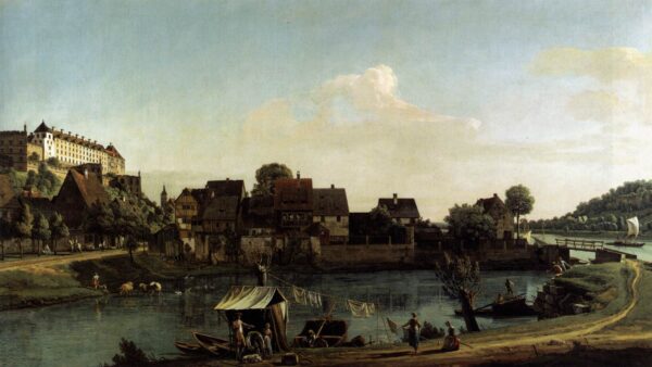 Pirna Seen from the Harbour Town by Bernardo Bellotto, hand-painted oil painting reproduction