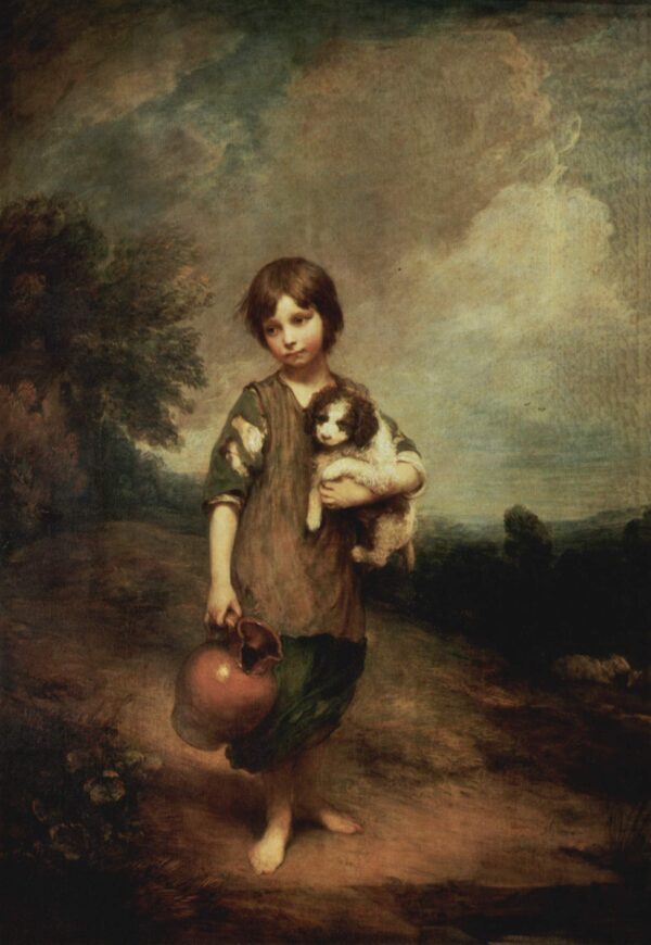 Cottage Girl with Dog and Pitcher by Gainsborough, hand-painted oil painting reproduction
