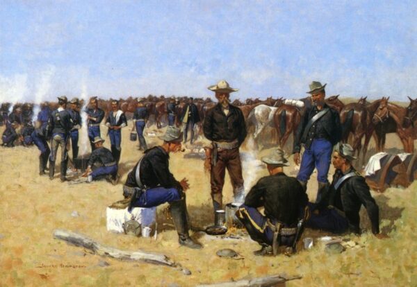 A Cavalryman’s Breakfast on the Plains by Frederic Remington, hand-painted oil painting reproduction