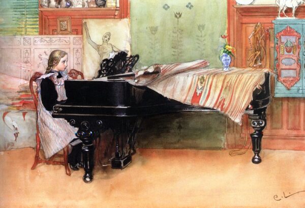 Playing Scales by Carl Larsson, hand-painted oil painting reproduction