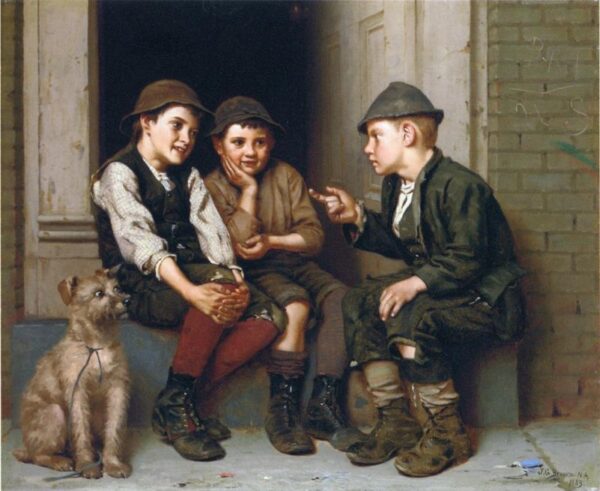 Plotting Mischief by John G Brown, hand-painted oil painting reproduction