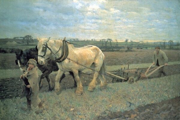 Ploughing by George Clausen, hand-painted oil painting reproduction