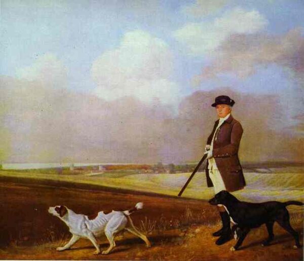 Sir John Nelthorpe at Shooting with Two Pointers by George Stubbs, hand-painted oil painting reproduction