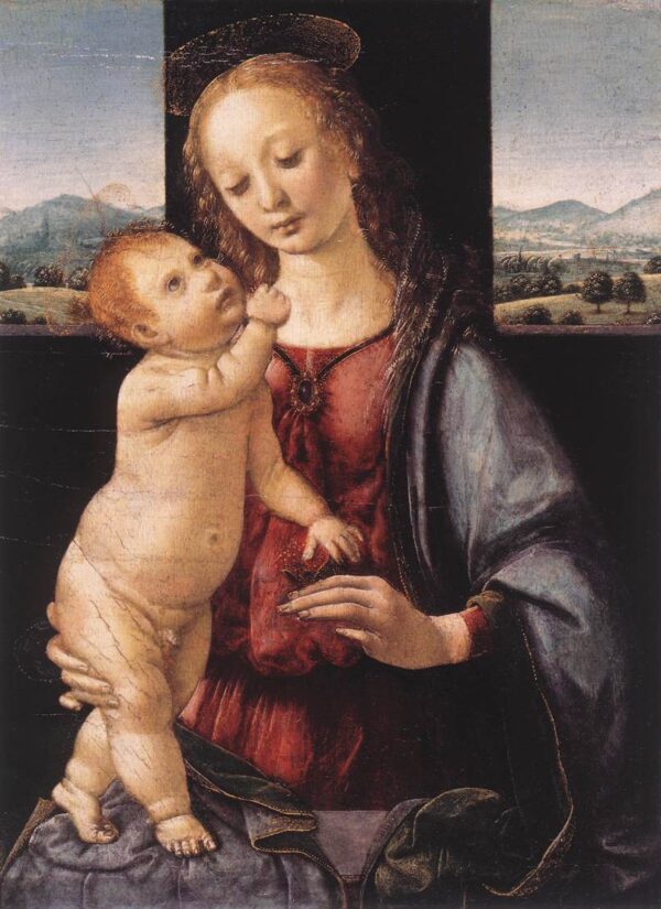 Madonna and Child with a Pomegranate by Leonardo da Vinci, hand-painted oil painting reproduction
