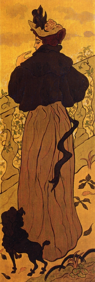 Woman Standing at a Balustrade with a Poodle by Paul Ranson, hand-painted oil reproduction