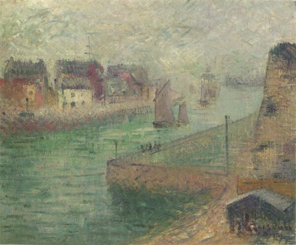 Port at Dieppe in Fog by Gustave Loiseau, hand-painted oil painting reproduction