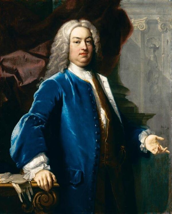 Portrait of a Gentlemen in Blue Jacket by Jacopo Amigoni, hand-painted oil painting reproduction