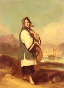Portrait of a Eurasian girl against a Chinese River Landscape by George Chinnery, hand-painted oil painting reproduction
