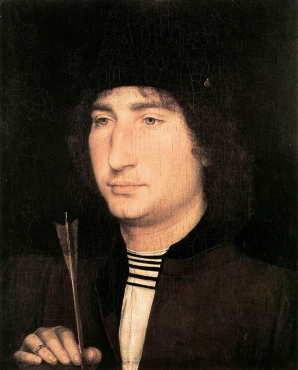 Portrait Of A Man With An Arrow by Hans Memling, hand-painted oil painting reproduction