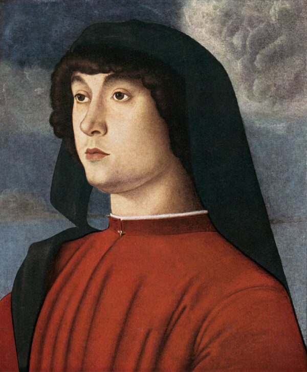 Portrait Of A Young Man In Red by Giovanni Bellini, hand-painted oil painting reproduction