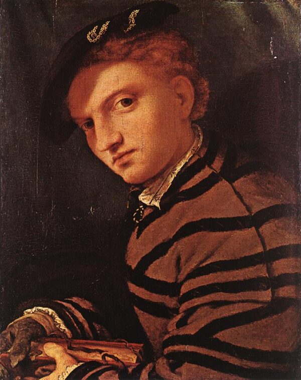 Portrait Of A Young Man With A Book by Lorenzo Lotto, hand-painted oil painting reproduction